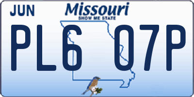 MO license plate PL6O7P