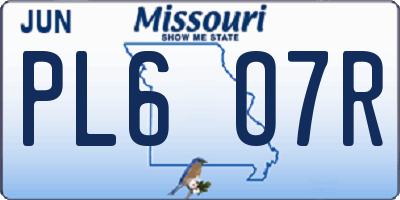 MO license plate PL6O7R