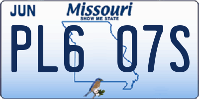 MO license plate PL6O7S