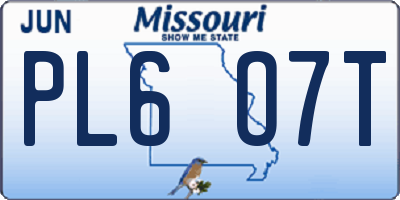 MO license plate PL6O7T