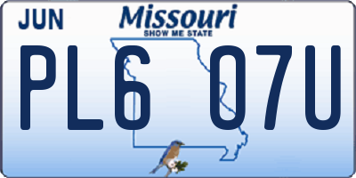 MO license plate PL6O7U