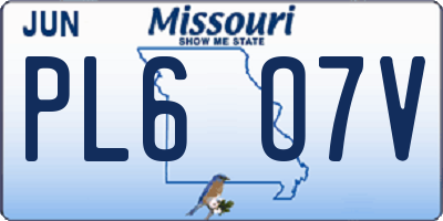 MO license plate PL6O7V