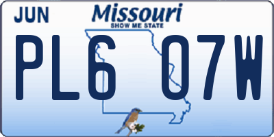 MO license plate PL6O7W