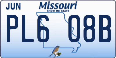 MO license plate PL6O8B