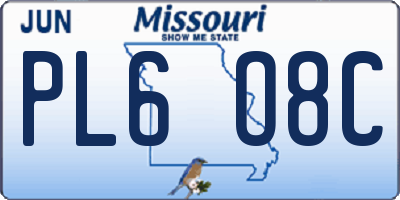 MO license plate PL6O8C