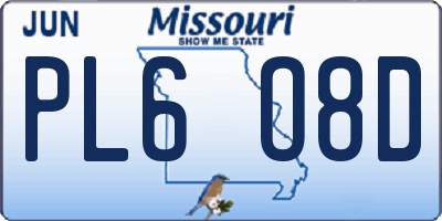 MO license plate PL6O8D
