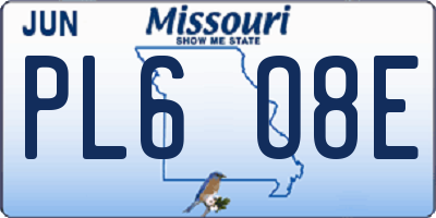 MO license plate PL6O8E