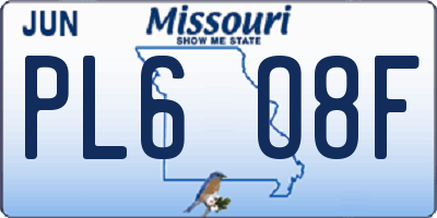 MO license plate PL6O8F