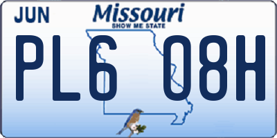 MO license plate PL6O8H