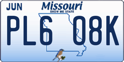 MO license plate PL6O8K