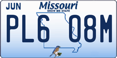 MO license plate PL6O8M
