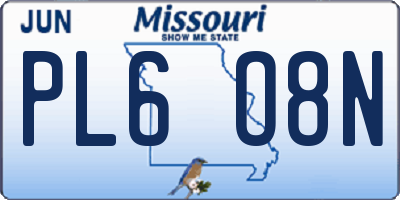 MO license plate PL6O8N