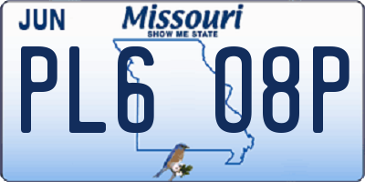MO license plate PL6O8P