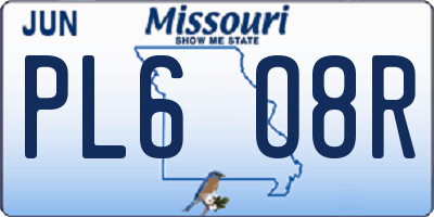 MO license plate PL6O8R