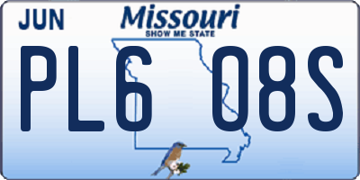 MO license plate PL6O8S