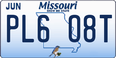 MO license plate PL6O8T