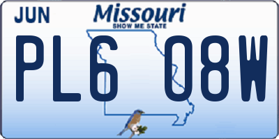 MO license plate PL6O8W