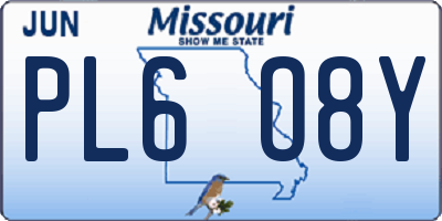 MO license plate PL6O8Y