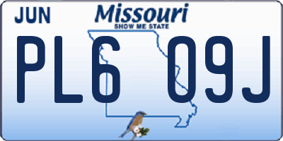 MO license plate PL6O9J
