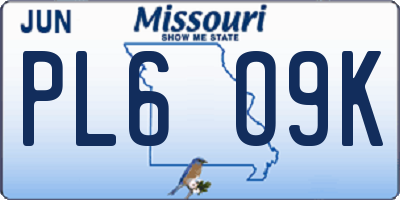MO license plate PL6O9K