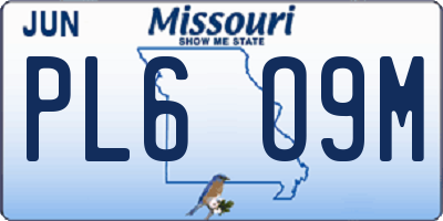 MO license plate PL6O9M