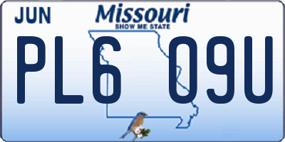 MO license plate PL6O9U