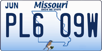 MO license plate PL6O9W