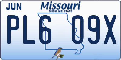 MO license plate PL6O9X
