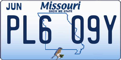 MO license plate PL6O9Y