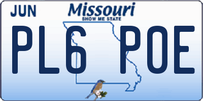 MO license plate PL6P0E