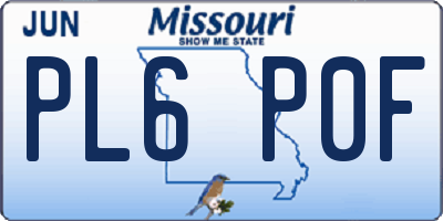 MO license plate PL6P0F