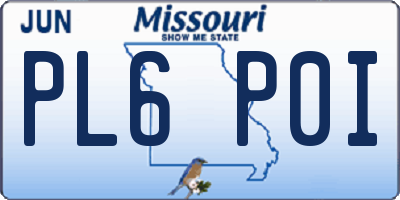 MO license plate PL6P0I
