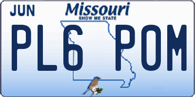 MO license plate PL6P0M