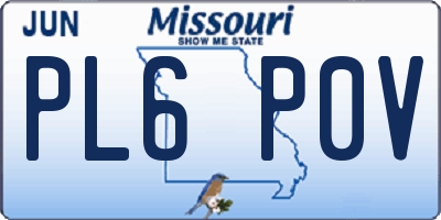 MO license plate PL6P0V