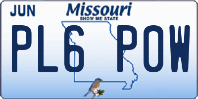 MO license plate PL6P0W
