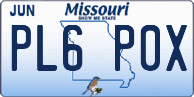 MO license plate PL6P0X