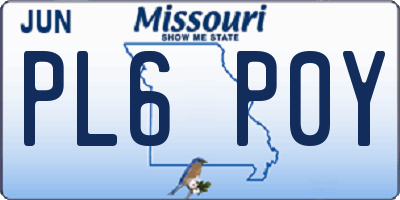 MO license plate PL6P0Y