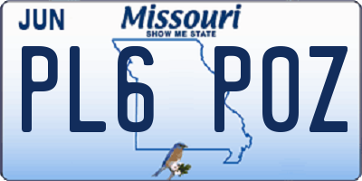 MO license plate PL6P0Z