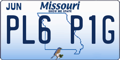 MO license plate PL6P1G