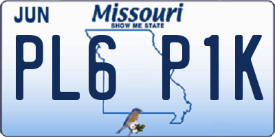 MO license plate PL6P1K