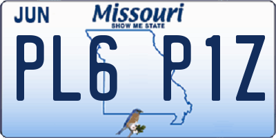 MO license plate PL6P1Z