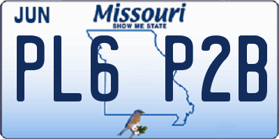 MO license plate PL6P2B