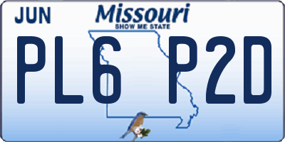 MO license plate PL6P2D
