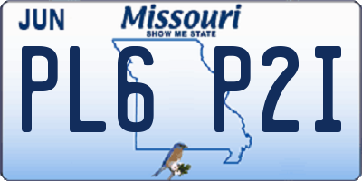 MO license plate PL6P2I