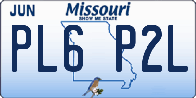 MO license plate PL6P2L