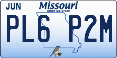 MO license plate PL6P2M