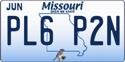 MO license plate PL6P2N
