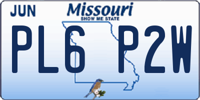 MO license plate PL6P2W