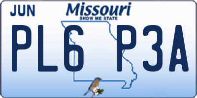 MO license plate PL6P3A