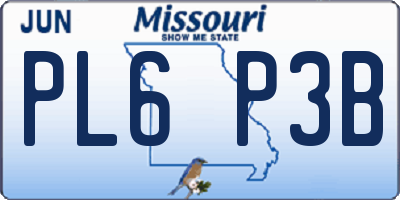 MO license plate PL6P3B